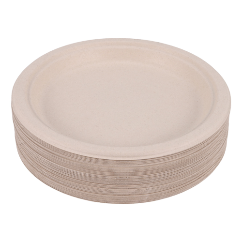 100% Compostable Disposable Paper Plates Bulk 9 Inch 50 Pack, Bamboo Plates, Eco Friendly, Biodegradable 1