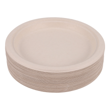 100% Compostable Disposable Paper Plates Bulk 9 Inch 50 Pack, Bamboo Plates, Eco Friendly, Biodegradable