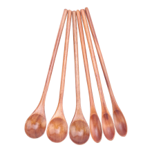 6 Pcs Wooden Coffee Spoon Long Handle Mixing Teaspoon Manual for Kitchen