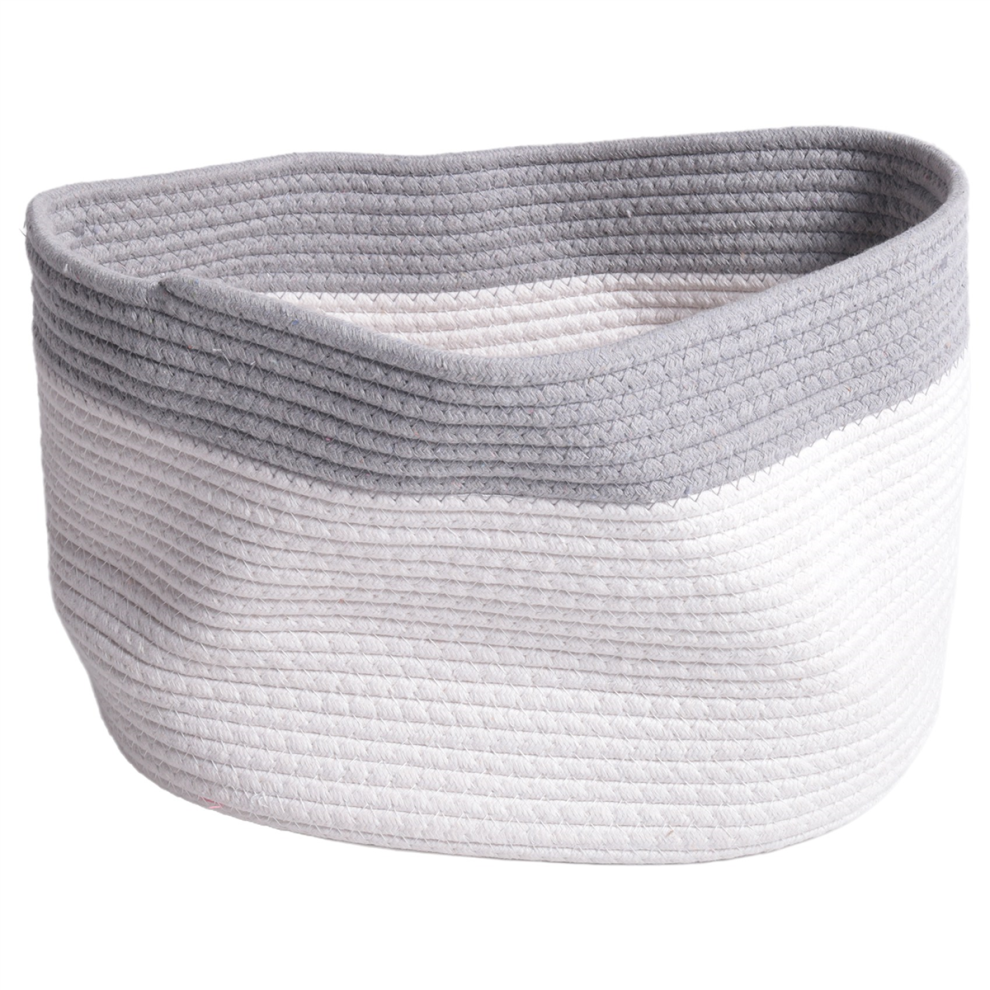 Saudism Cotton Rope Storage Baskets Bin Square Organizer Foldable Decorative Woven Basket With Handles, D