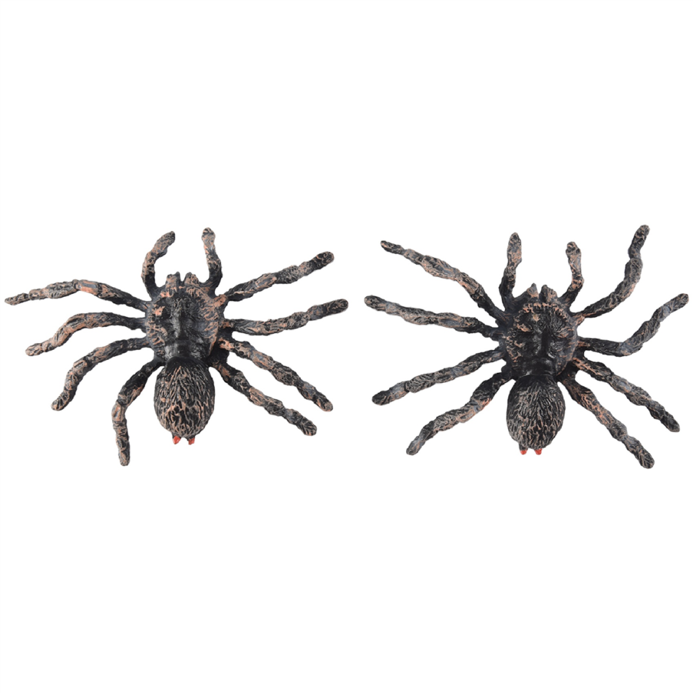 Saudism 2Pcs 9.5Cm Large Fake Realistic Spider Insect Model Halloween Scary Prop