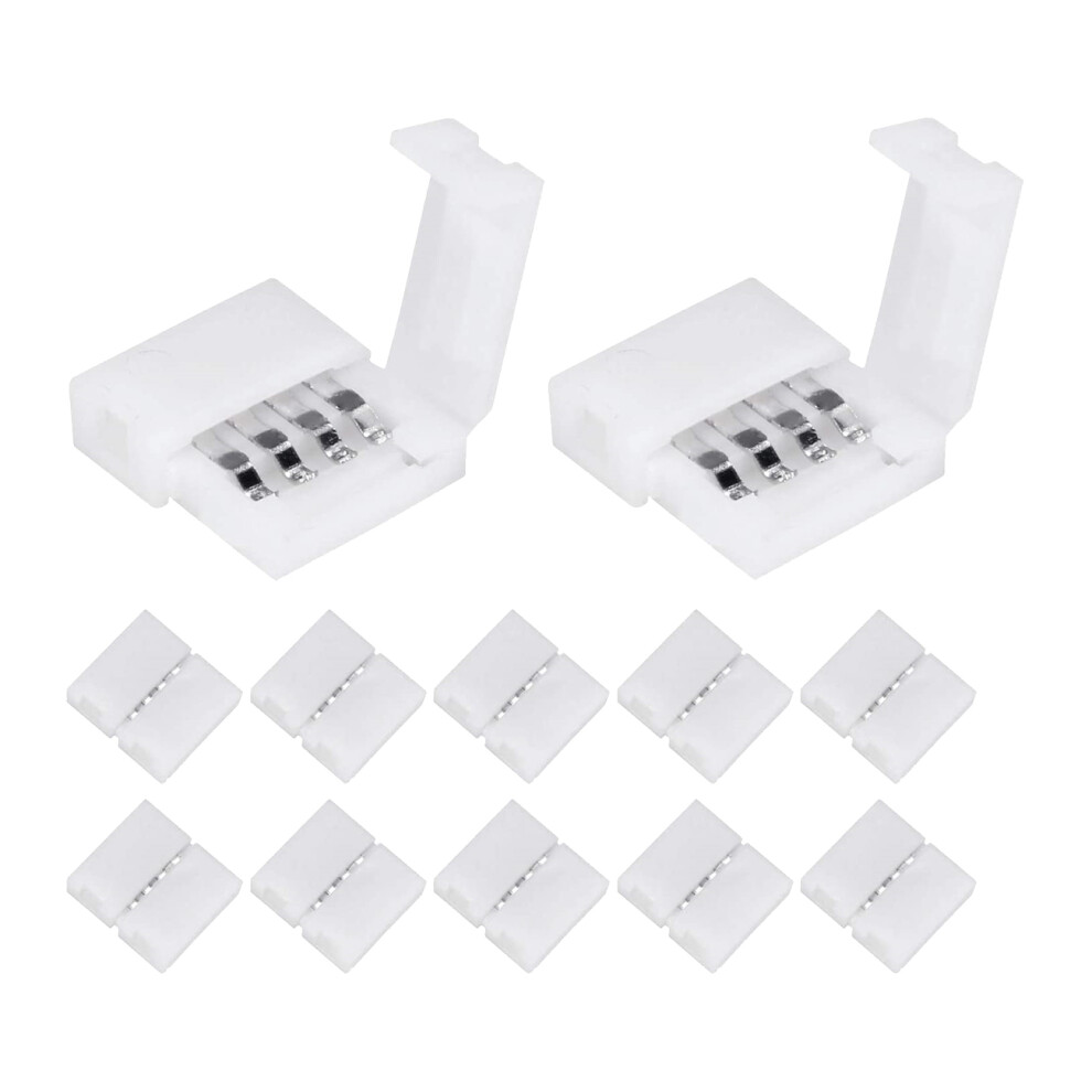 50 Packs 4-Pin Rgb Led Light Strip Connectors 8Mm Gapless Solderless Adapter Terminal Extension For Smd 3528 4852644628647