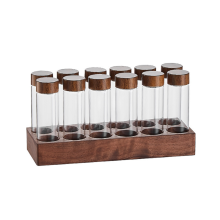 Single Dose Coffee Bean Storage Tubes Cellar Wooden Display Stand and Funnel Espresso Accessories