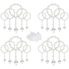 20 Pcs Baptism Acrylic Rosary Beads Mini Rosaries Angel with Organza Bags for the First Communion Party Favors