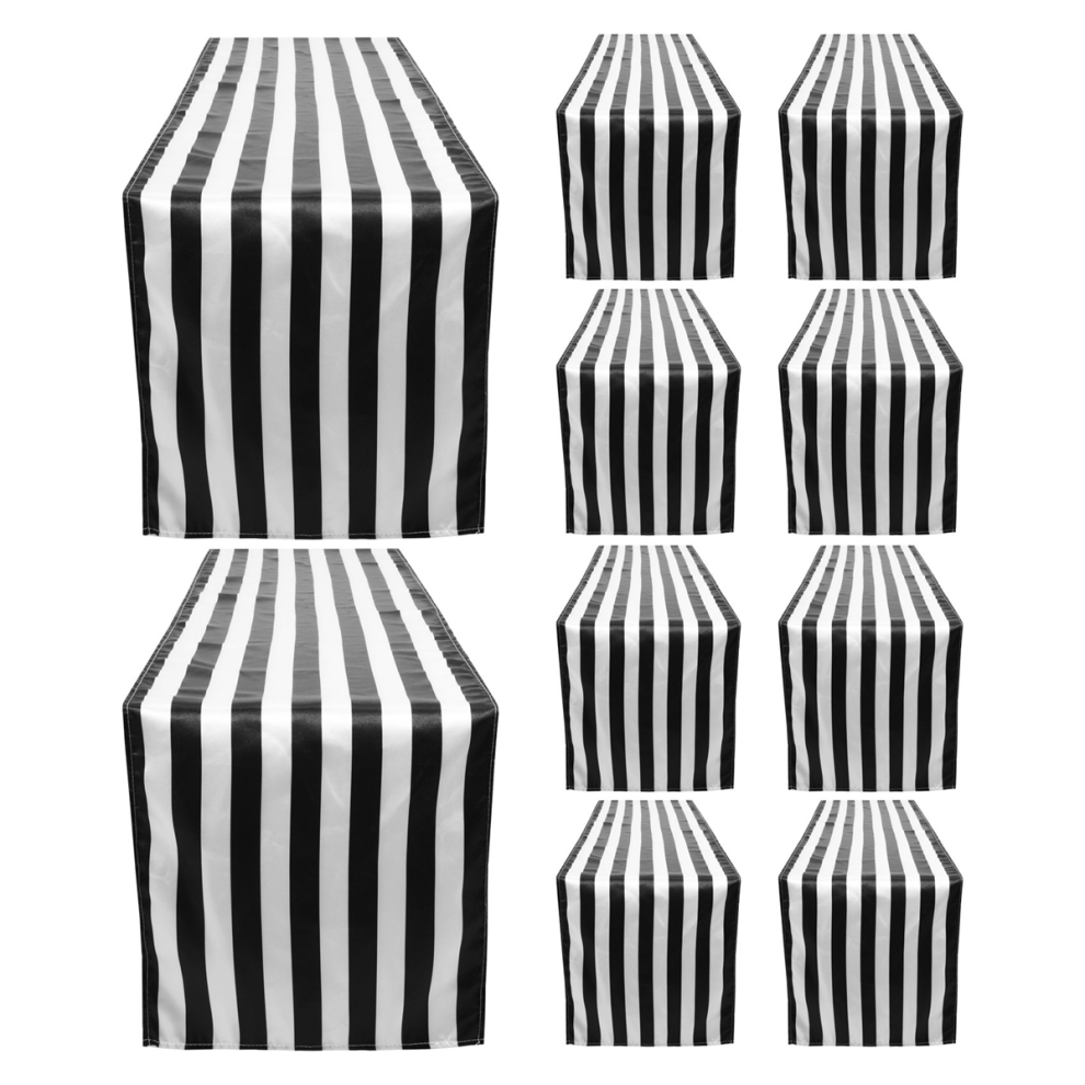 10 Pack Table Runner Polyester Decor Classic Black and White Striped Modern Elegant Design-image-OPC-PJSJGMB-NEW