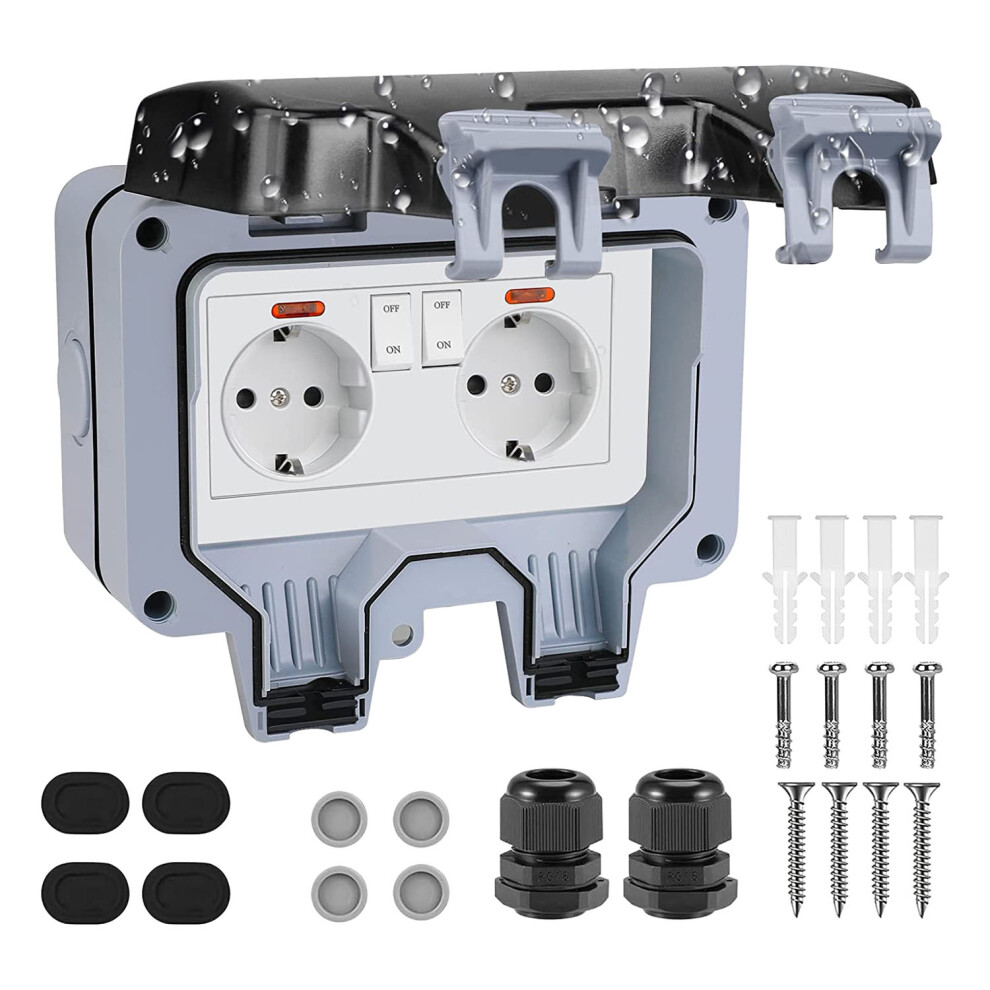 Outdoor Socket Weatherproof Wall Garden -Mounted Protective With Hinged Lid Eu Plug B 4852644657524