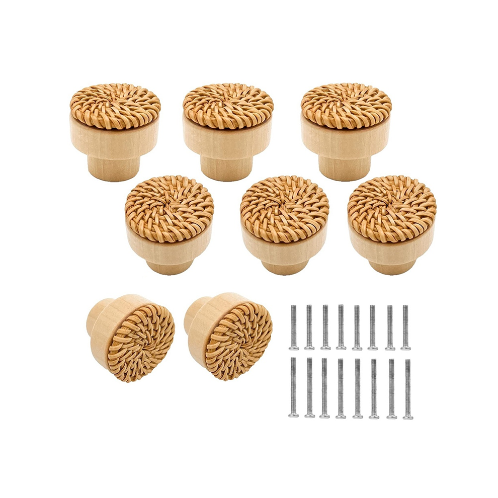 Photos - Furniture Hardware 8 Pack Boho Rattan Knobs for Dresser Drawers Wood Cabinet Wicker Decor Drawer Pulls (Natural)