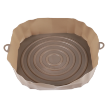 20Cm Air Fryers Oven Baking Tray Fried Chicken Basket Mat AirFryer Silicone Pot Round Replacemen Grill Pan Brown