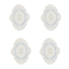 4 Pack Retro Lace Placemats, French Crochet Doilies, Handmade Embroidered Table Mats, 12x16-In Beige Place Mats Cup Mat