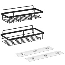 Shower Shelf Organizer Rack(2Pack), Bathroom Accessories Basket Shelves with Hooks, Wall Mount Storage