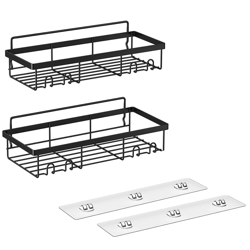 Saudism Shower Shelf Organizer Rack(2Pack), Bathroom Accessories Basket Shelves With Hooks, Wall Mount Storage