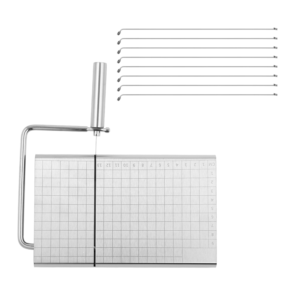 Saudism Stainless Steel Cheese Slicer With 8 Wire Cutters For Block Slicers Cutting Board Butter