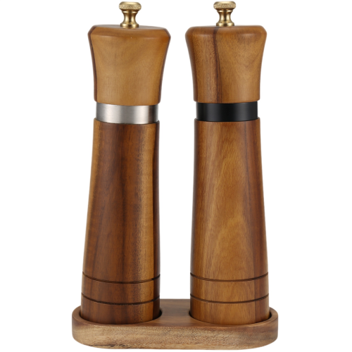 Salt and Pepper Grinder Set,Wooden Mill Shaker Easy Adjustable Ceramic Coarseness Large Refillable 2
