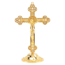 Standing Crucifix with Base Alloy for Home Chapel Decoration and (Gold)