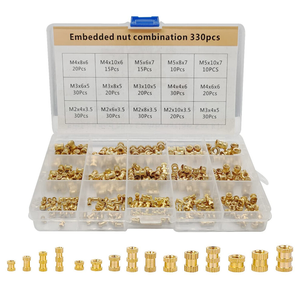 330 Pcs Brass Threaded Insert Nuts M2 M3 M5 Female Thread Knurled Nut Inserts Embedment For 3D Printing Part 4852644672213