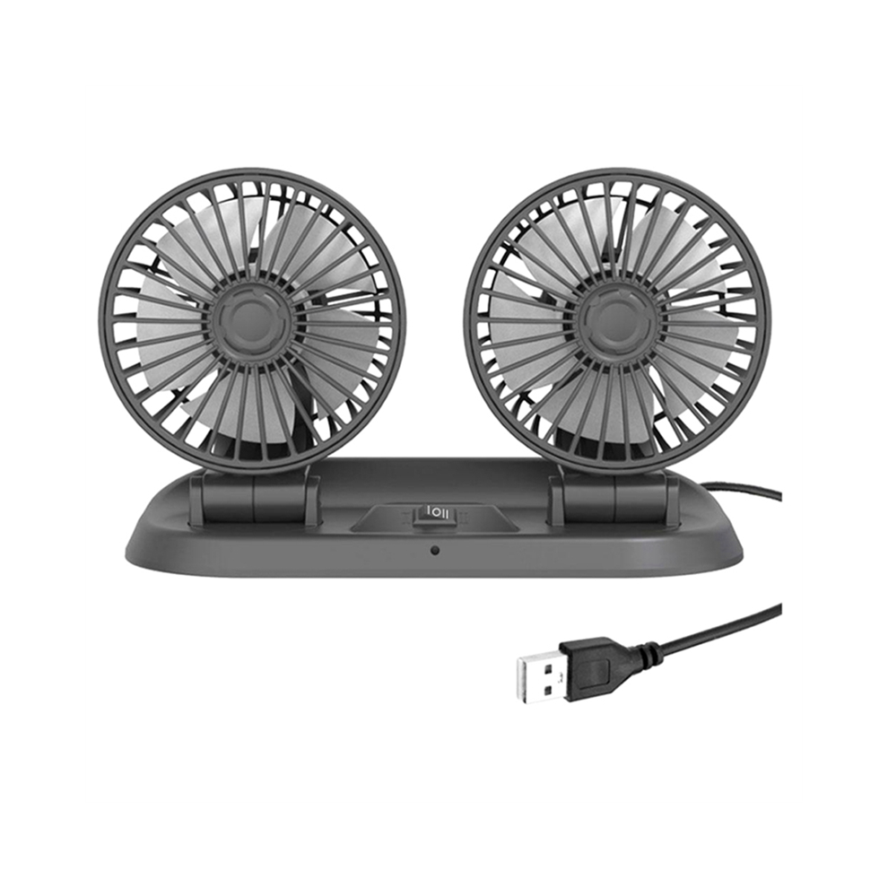 Car Fan Truck Strong Wind Usb Interface Multi-Function Double-Headed Electric Black 4854076848228