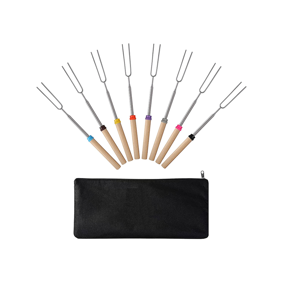 Saudism Marshmallow Roasting Sticks (8 Pack) 32 Inches Extendable Telescoping Smores Skewers For Fire Pit Meat