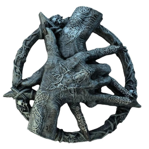 Baphomet Pentagram Claw Statue Ornament Hand Free Standing Plaque Devil Sculpture 2