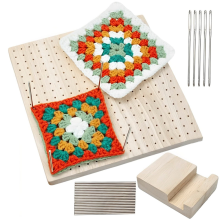 Wooden Crochet Blocking Board Reusable Handcrafted Knitting Mat Set Stand Square