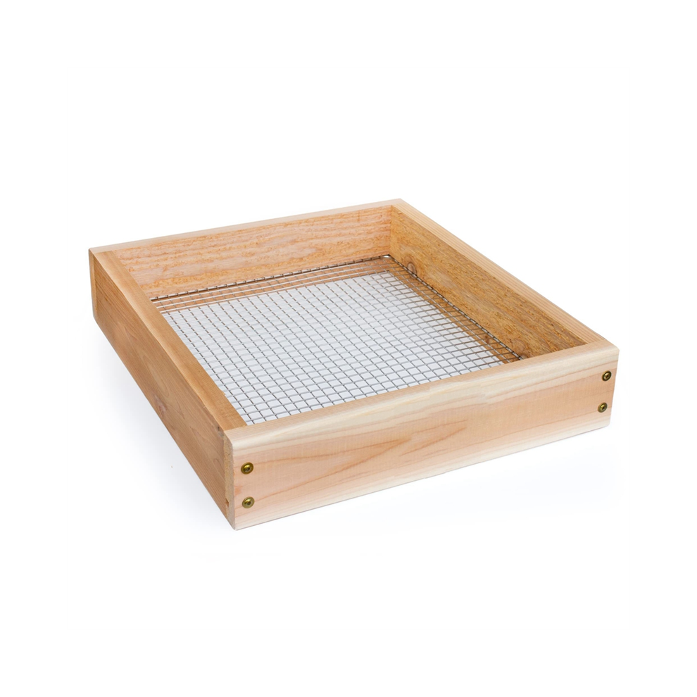 Hand Held Cedar Garden Sifter for Compost, Dirt and Potting Soil Rough Sawn Sustainable-image-OPC-PJSJSPB-NEW
