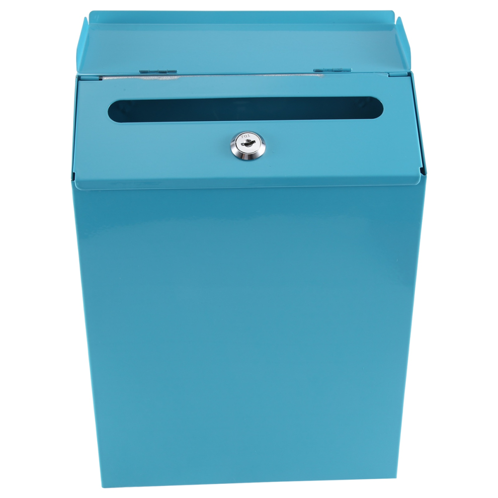Wall-Mounted Mailbox Lockable Wall Collection Box Farmhouse With Key Suitable For Home Office Blue 4854076857947