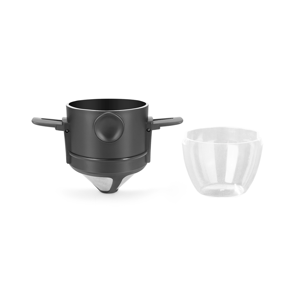 Saudism Folding Coffee Filter 304 Stainless Steel Double-Layer Funnel Telescopic Drip-Free Paper Cup