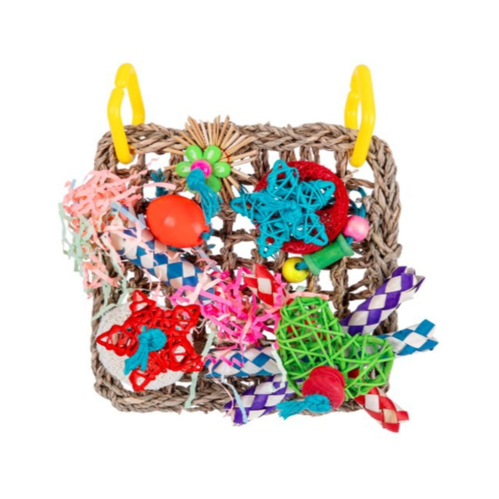 Saudism Bird Climbing Net Parrot Toys Woven Seagrass Biting Hanging Rope Swing Play Ladder Chew Colorful