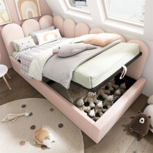 3ft Pink Velvet Ottoman Daybed, Hydraulic Storage & Metal Frame