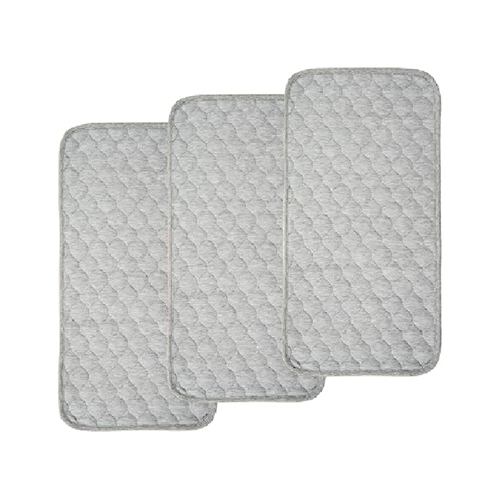 Baby Diaper Pads Bamboo Quilted Thicker Waterproof Changing Pad Liners, 3 Count Gray Saudism