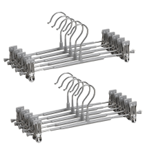 12Inch Heavy Duty Pants Skirt Hangers with Clips,Metal Trousers Hanger for Jeans Black Non Woven Shorts 10Pack Grey