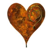 1PCS Heart in the Garden Rusted Made of 14Ga Metal Stake