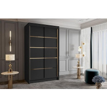(100 cm ) Gaba Black / Gold Elegant 100/120/150cm Sliding Door Wartdrobe