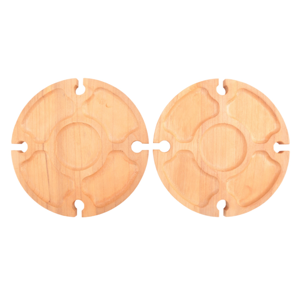 Wooden Folding Picnic Table with Wine Glass Holder - Portable 2 in 1 Rack & Compartmental Dish Small-image-OPC-PJSJXXH-NEW