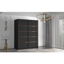 (120 cm ) Gaba Black / Gold Elegant 100/120/150cm Sliding Door Wartdrobe