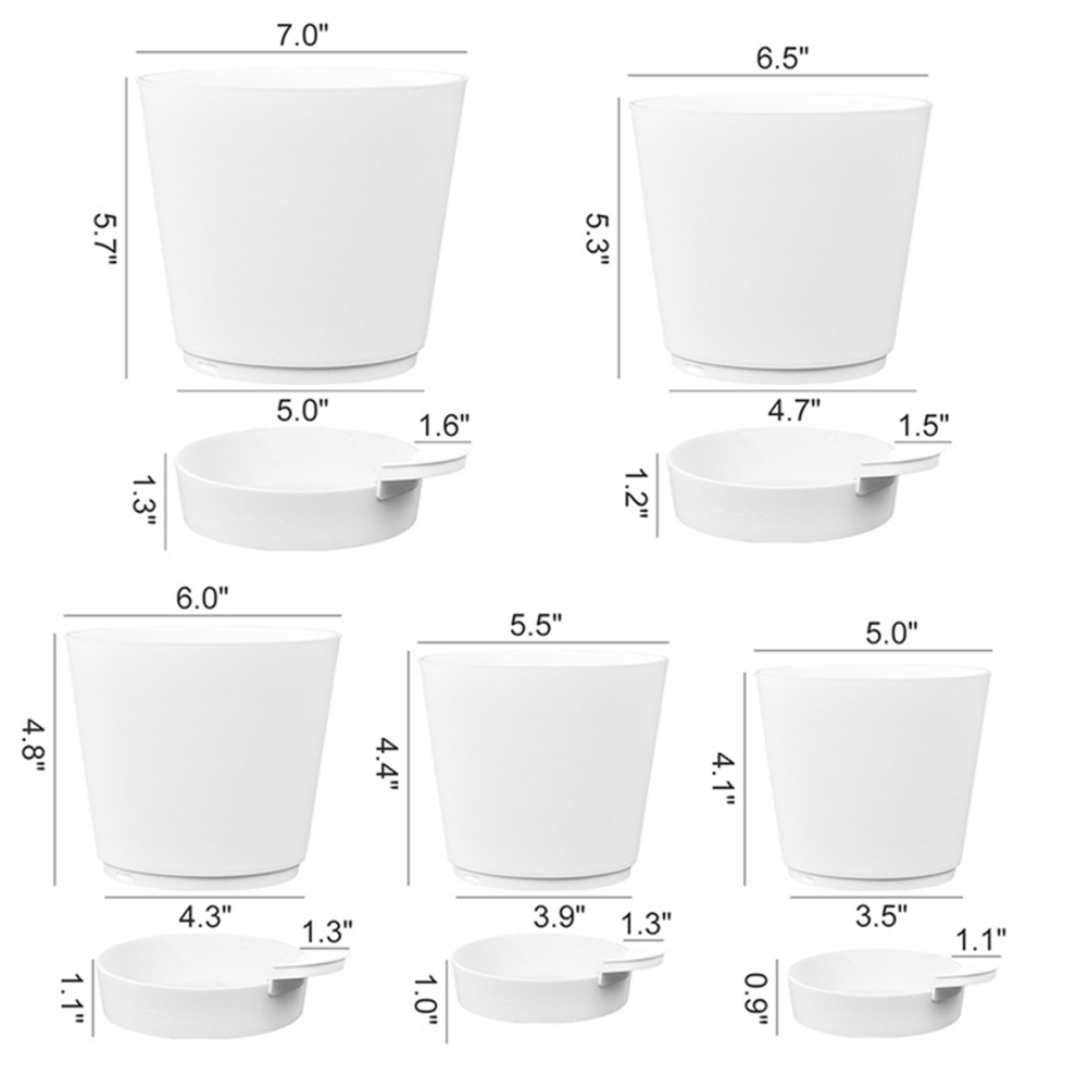 5 Pack Inch Self Watering Pots for Indoor Plants, Flower Planter with Drainage Holes and Wick Rope Green-image-OPC-PJSJZWK-NEW