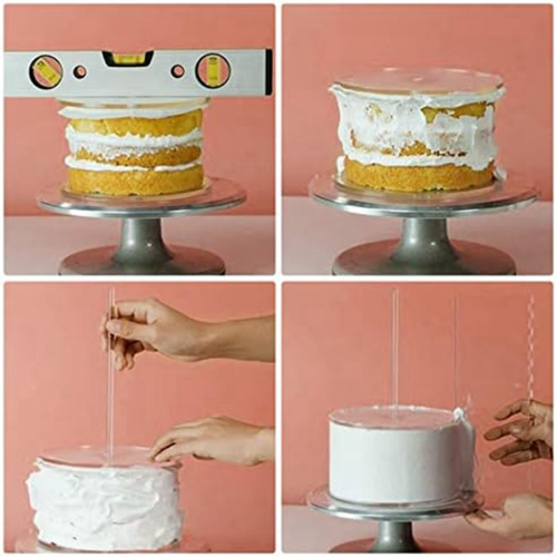 Acrylic Round Cake Disk Set,Cake Discs Set,Comb Scrapers,Dowel Rods,Icing , Smoother for 3 Tier Cakes 2