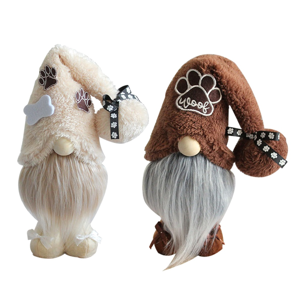 Saudism Dog Gnomes Paws Doll Spring Stuffed Swedish Tomte Puppy Tiered Tray Decoration Handmade Home Decor
