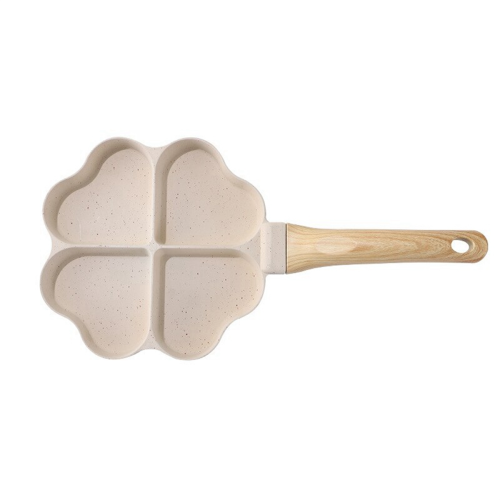 Heart Shaped Egg Pan Mini Dumpling Hamburger Steak 4 Grid Breakfast Pan, White