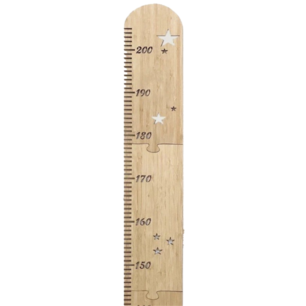 Children's Wooden Height Ruler Room Patchwork Star Growth Measurement Grain/Black Saudism