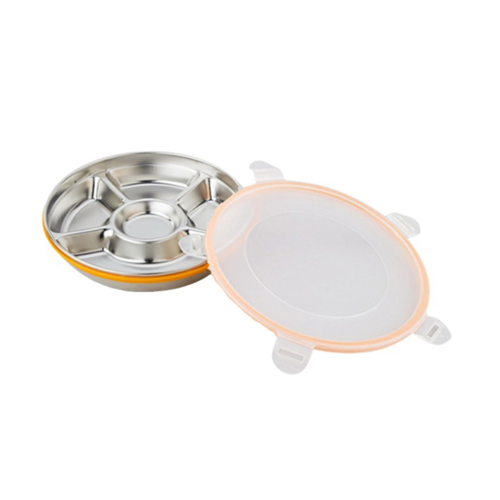 Divided Serving Tray with Lid Snack Fruit Vegetable Stainless Steel 5 Compartments Platter Snackle Boxes Container-image-OPC-PJSK829-NEW