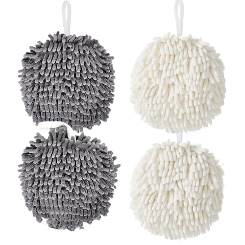 4 PCS Chenille Hanging Hand Towels Absorbent Soft Bath Towel 1