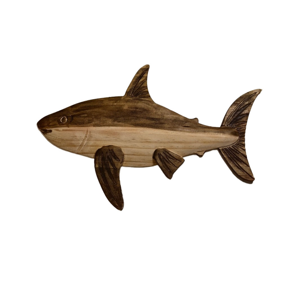 Wooden Sea Fish Decor Statue Whale Figurine Sculpture Ornament Rustic Decoration Wall Hanging Decoration,B 4854076826608