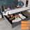 (6FT Super King Size Bed Frame) Linen Ottoman Bed with Wireless Charging, Grey 10