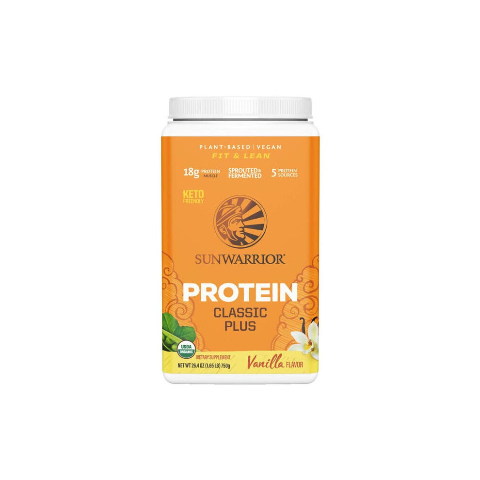 Sunwarrior Classic Plus Fit & Lean Plant-Based Keto-Friendly Vegan Organic Protein Powder Vanilla 750g