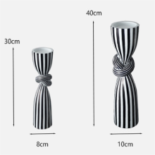 Black & White Striped Twist Resin Ornament Dining Table Decoration Irregular Candle Container Holder Stand-A