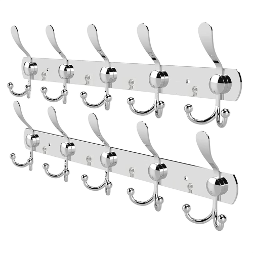 Coat Racks for Wall - Stainless Steel Hooks (2 Pack) Heavy Duty Mounted Hanger 1