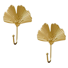 Coat Hooks Gold Hanging Holder for Key, Decorative Leaves Metal Wall Mounted Hanger
