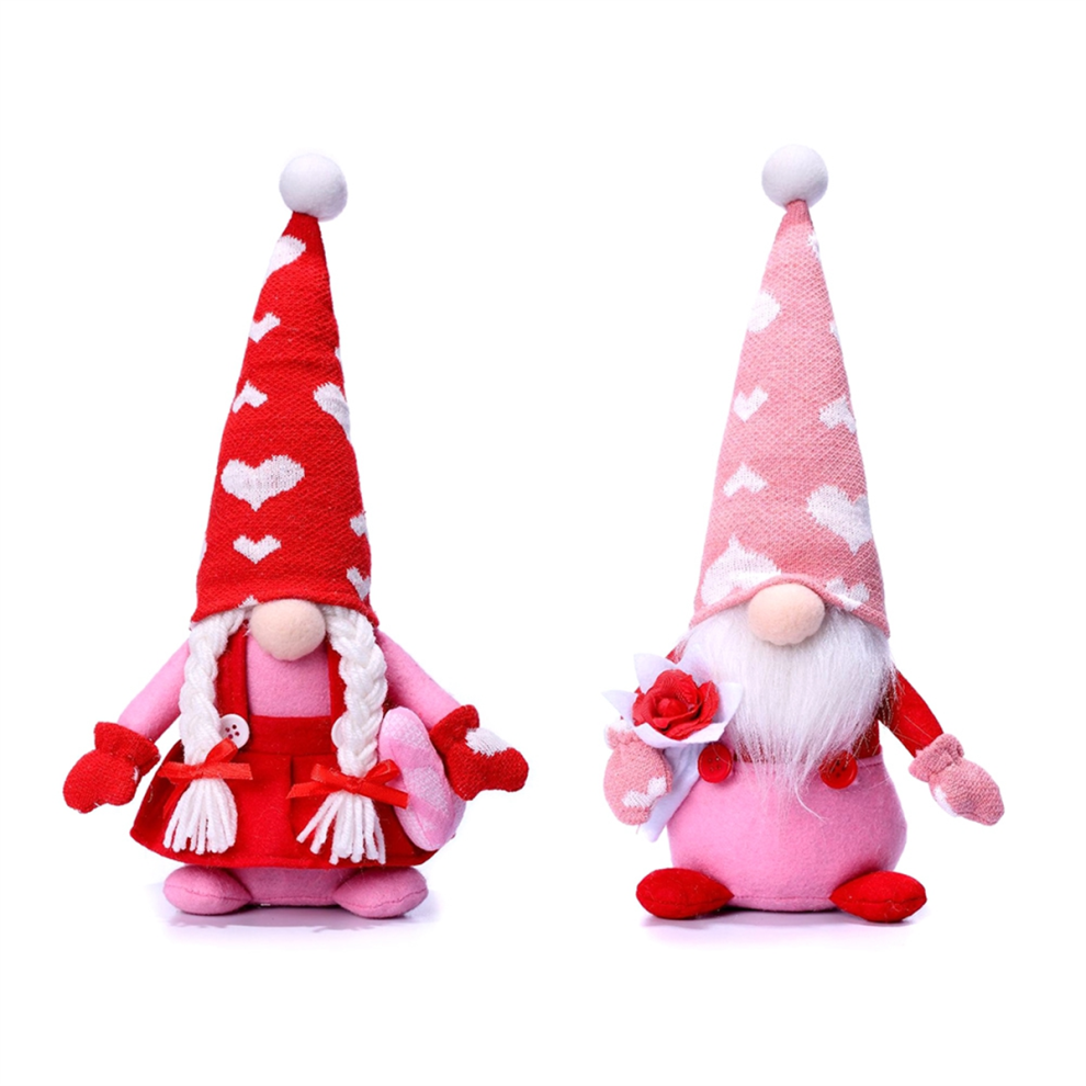 Valentine Day Gnomes Decoration Plush - 2 PCS Mr. and Mrs. Scandinavian Tomte Doll Valentines for Home Table Ornaments-image-OPC-PJSKFQR-NEW