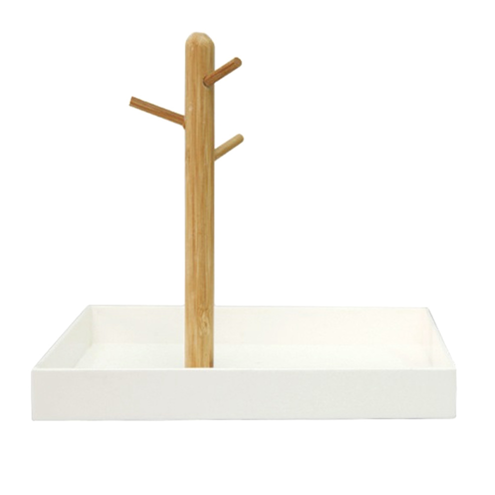 Saudism Key Tray For Entryway Table, Catchall Organizer With 3 Tiers Wood Rack Keys,Bracelets,Watches,Jewelry,Phone B