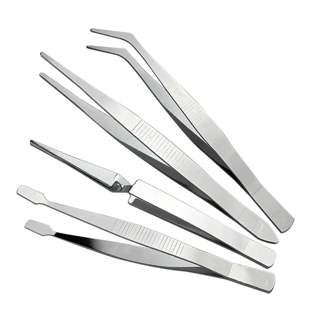 Saudism 4-Piece Set Of Stainless Steel Combination Tweezers, Elbow Tip, Labor-Saving Pliers,-Reverse Flat-Mouth Stamp Clips